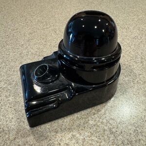 Antique early 1900s Sengbusch black art deco inkwell dome